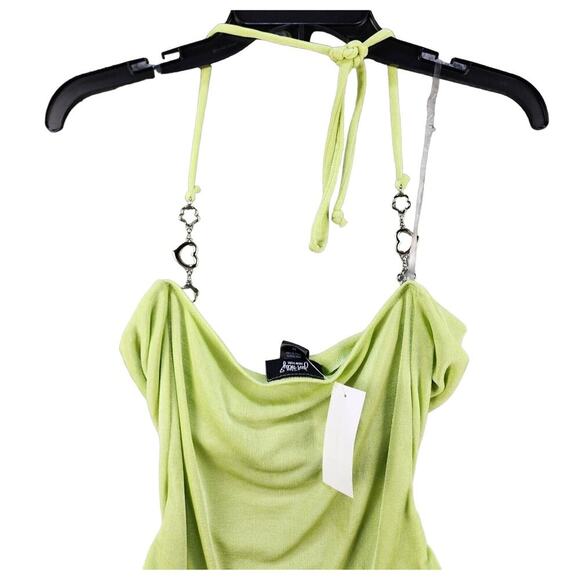 Just Polly Heart-Chain Green Drape Front Bodysuit Juniors Medium NWT - Picture 3 of 4